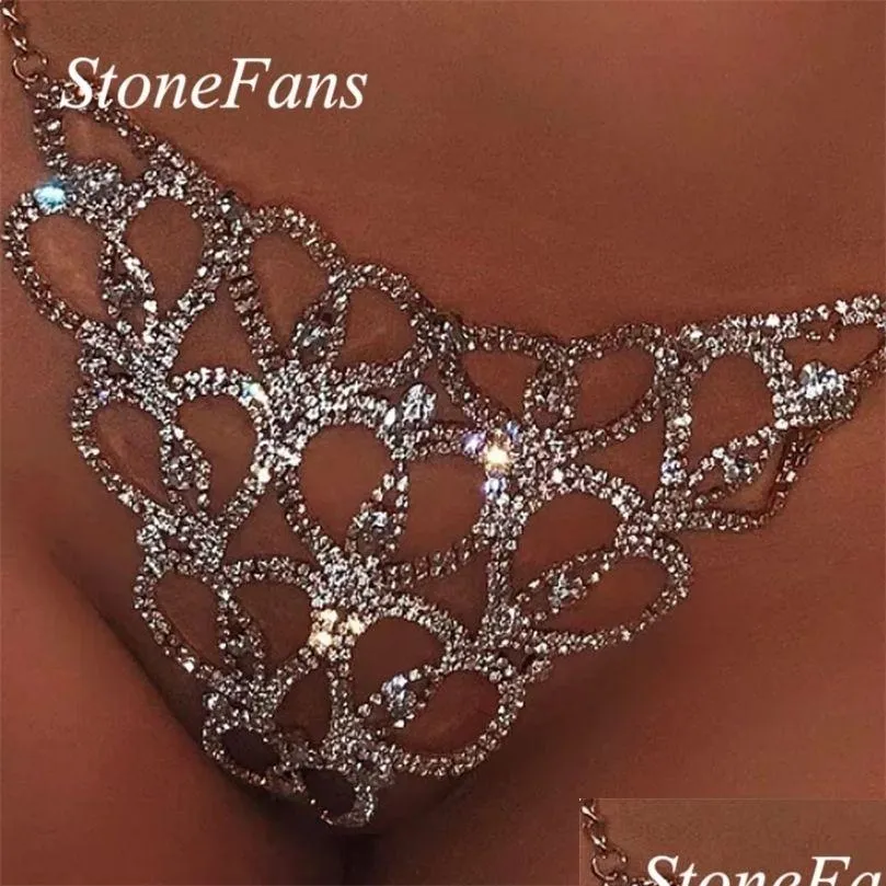 Other Stonefans Y Body Chain Thong Bikini Jewelry For Women Heart Luxury Crystal Underwear Belly Waist 221008 Drop Delivery Dhqy0