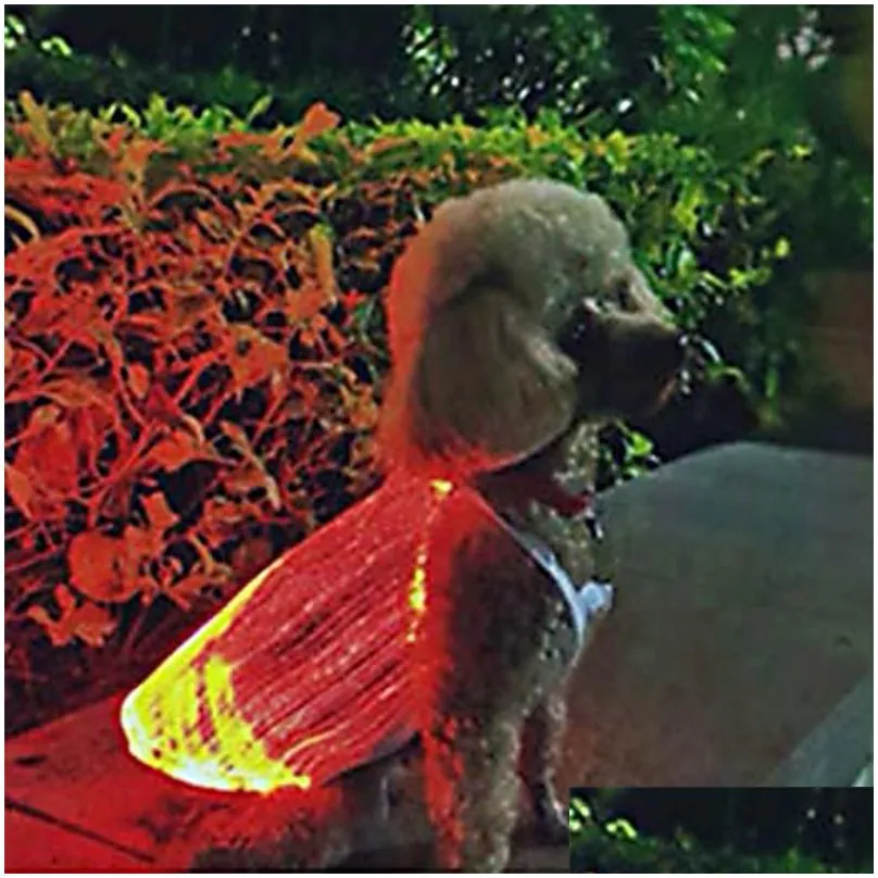 Dog Apparel 100Pcs Teddy Dog Apparel 2 Colors 4 Sizes Led Glowing Cat Dog-Apparels Usb Rechargeable Colorf Anti-Lost Luminous Pet Supp Dhlib