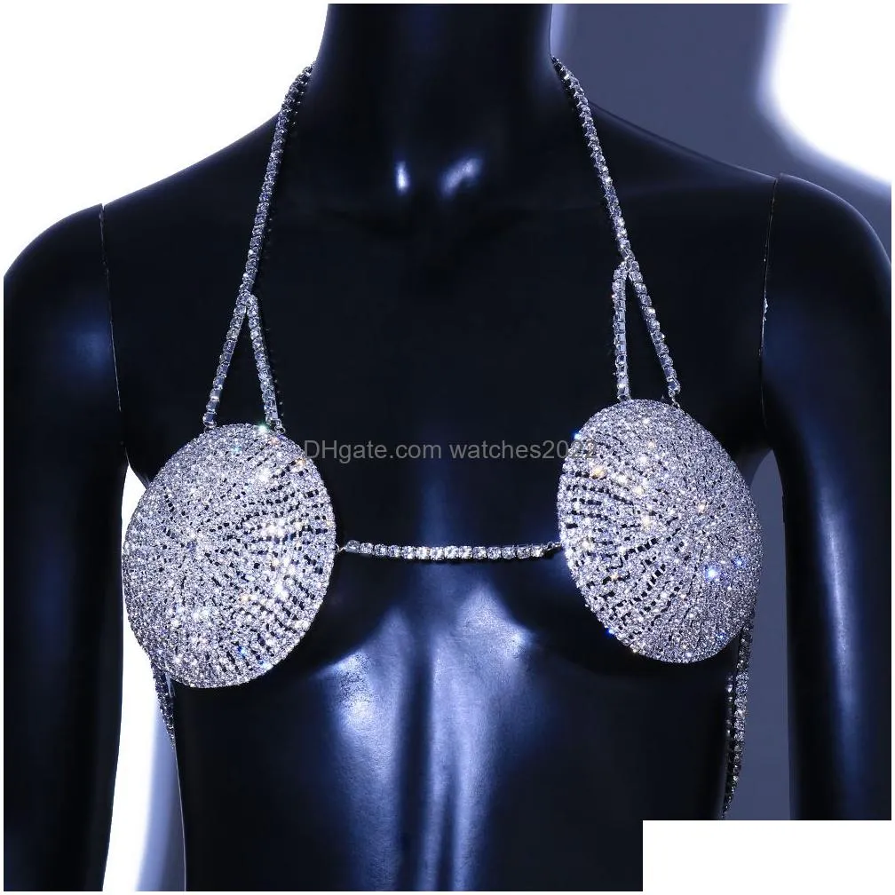 Other Boutique Round Crystal Bra Chest Chain Jewelry For Women Underwear Shiny Y Body Harness Lingerie Bikini 221008 Drop Delivery Dhkxf