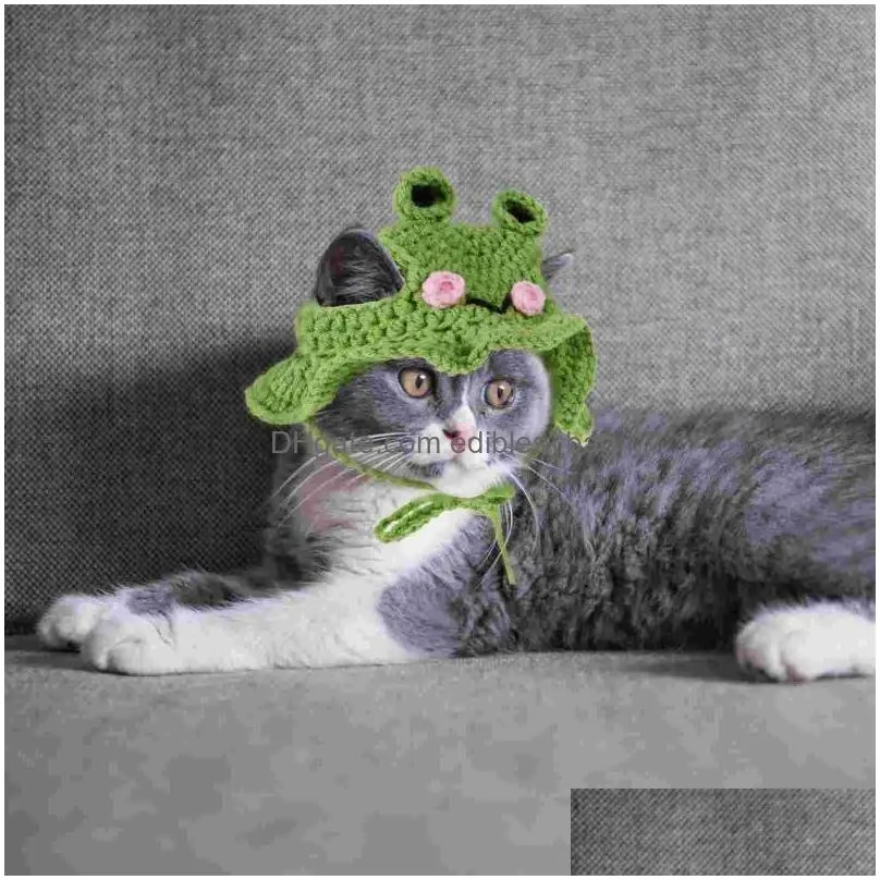 cat costumes hat adorable costume pet cartoon shape knitted woolen yarn party