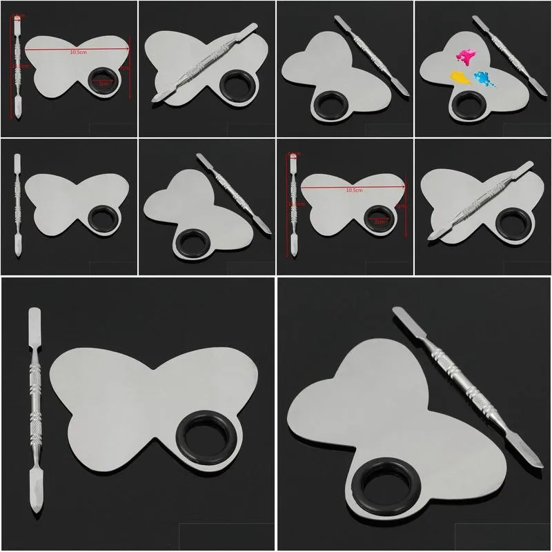 Other Makeup Professional Makeup Palette Stainless Steel Butterfly Cosmetics Foundation Nail-Art Mixer Blending Make Up Tools With Dro Dhjpf