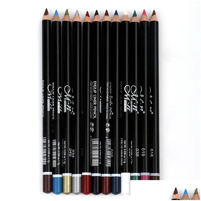 Eyeliner Menow 12 Colorf Eyeliner Set Colored Waterproof Pencil Eye Liner Cosmetic Wooden Professional White Red Green Black Eyes Make Dhmnq