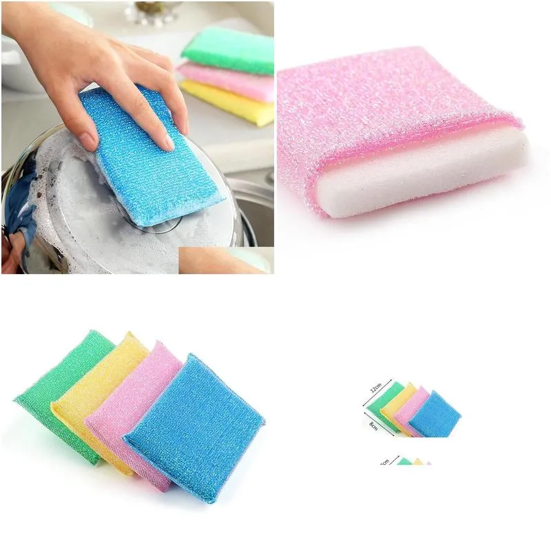 powerful decontamination sponge wipe double-sided cleaning kitchen dishwashing sponge sponge artifact