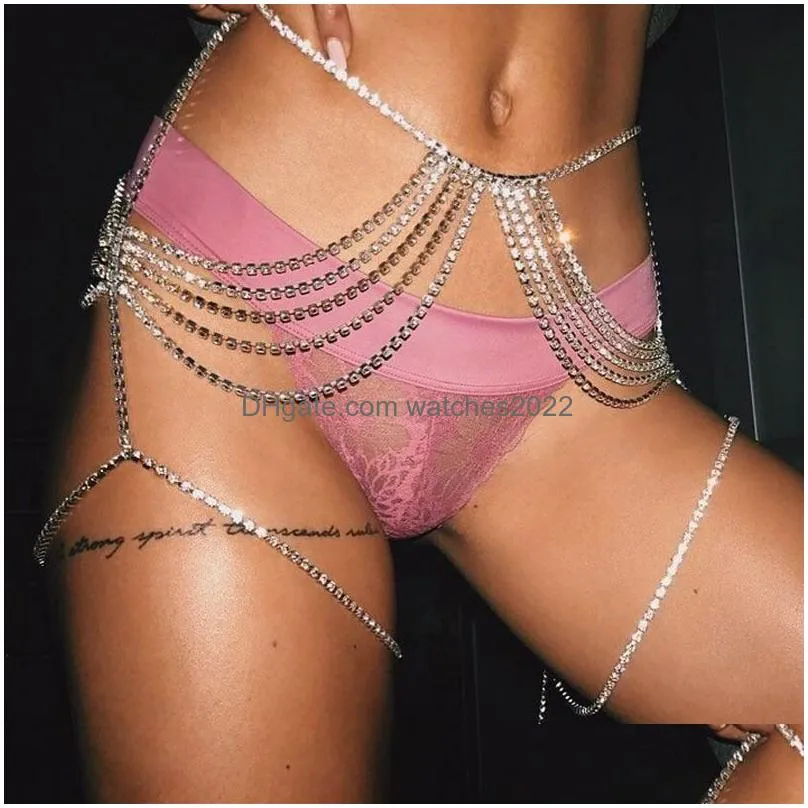 Other Stonefans Y Tassel Waist Chain Body Jewelry For Women Bling Crystal Thigh Underwear Bikini Accessories 221008 Drop Delivery Dhsth