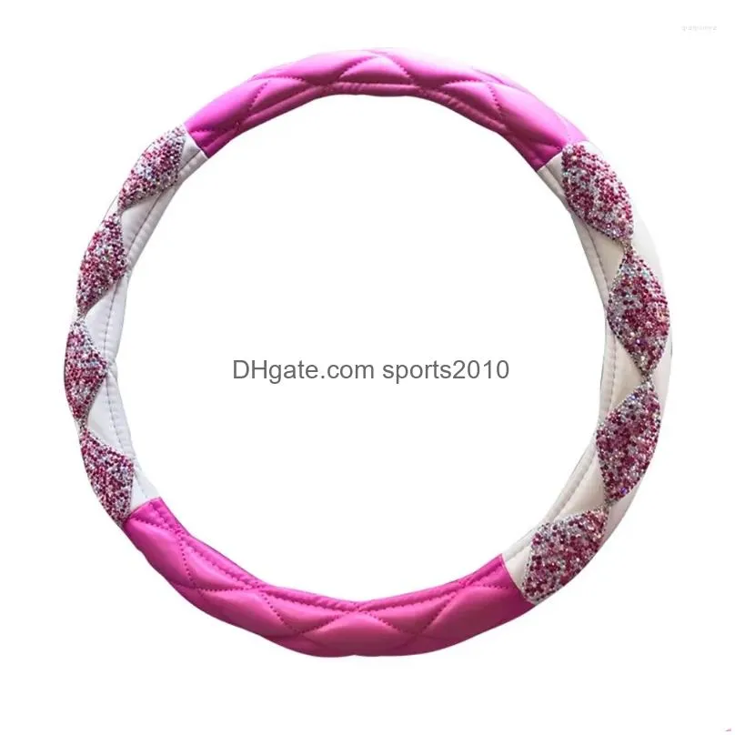 Steering Wheel Covers Steering Wheel Ers Women Lady Car Er Crystal Pink Pu Leather Bling Shinny 38Cm Drop Delivery Automobiles Motorcy Dhpze