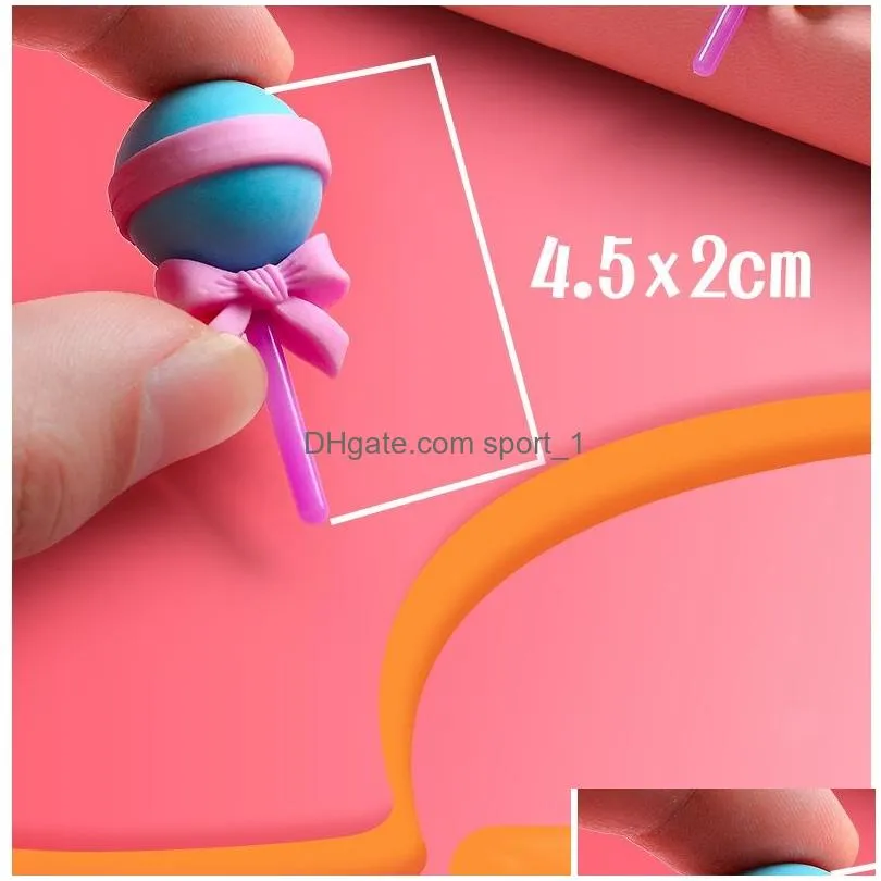 dhs 4pcs yummy dessert erasers set mini lollipop icecream popsicle donuts rubber pencil eraser for kids school student award dd9480175