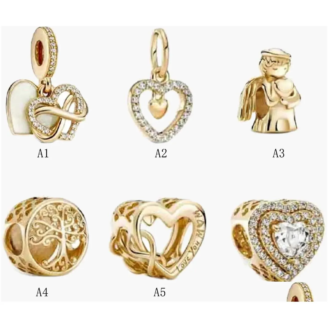 Jewelry Real S925 Sterling Sier Charms Bracelets Love Gold Angel Style Tree Of Life Snake Chain Snap Clasps Bracelet Fit For Pandora D Dhm34