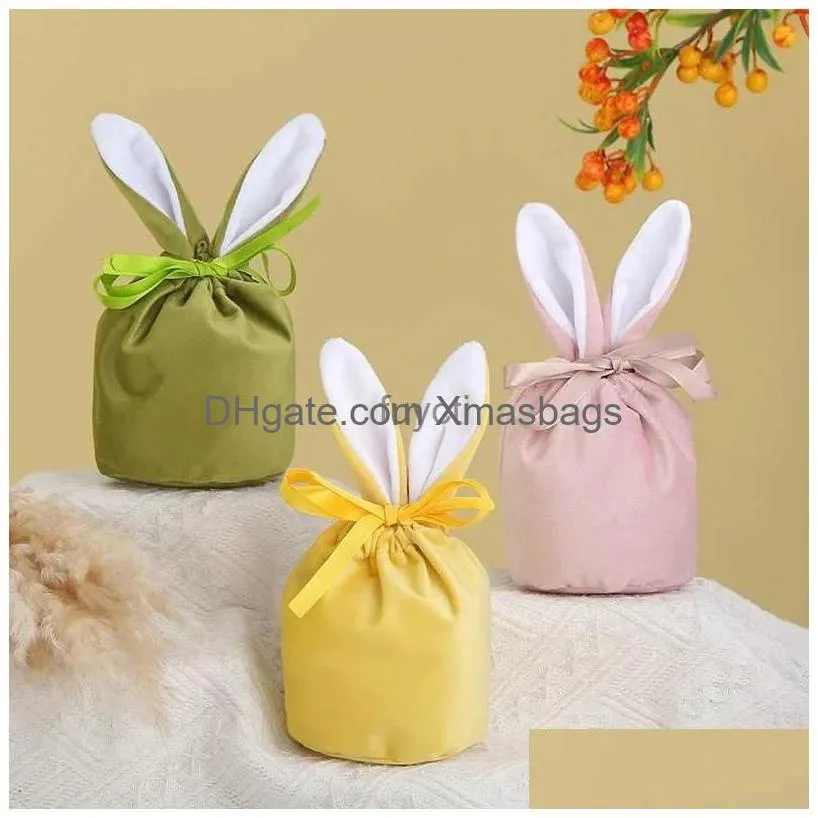 other event party supplies 20pcs/lot easter cute bunny gift bags decoration 2023 ears velvet bag gift box sugar box wedding candy box creative easter decor