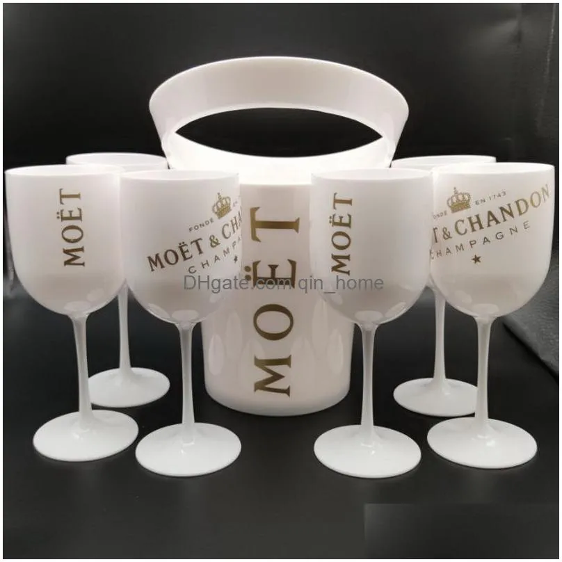 ice buckets and coolers with 6pcs white glass moet chandon champagne glass plastic