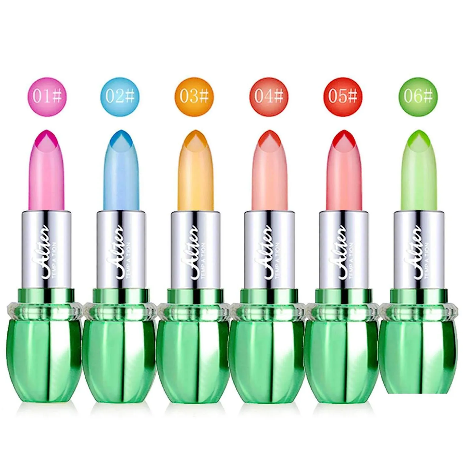 Lip Balm 6 Colors Aloe Vera Lip Balm Crystal Jelly Lipstick Set Magic Temperature Color Change Long Lasting Moisturizing Waterproof Li Dhmzv