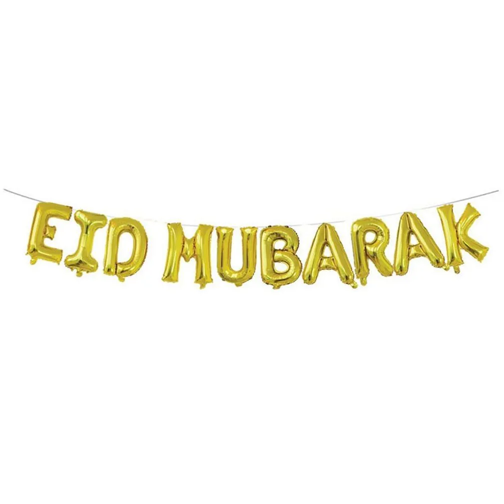 Party Decoration Muslim Eid Mubarak Confetti Balloon 12Inch Latex Party Decoration Mylar Letter Gold Foil Balloons For Muslims Islamic Dhhq4