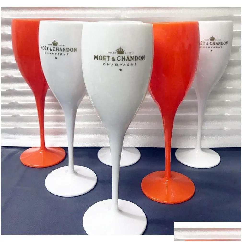 Wine Glasses Moet Cups Acrylic Unbreakable Champagne Wine Glasses 6Pcs Orange Plastic Champagnes Flutes Acrylics Party Wineglass Moets Dhv25