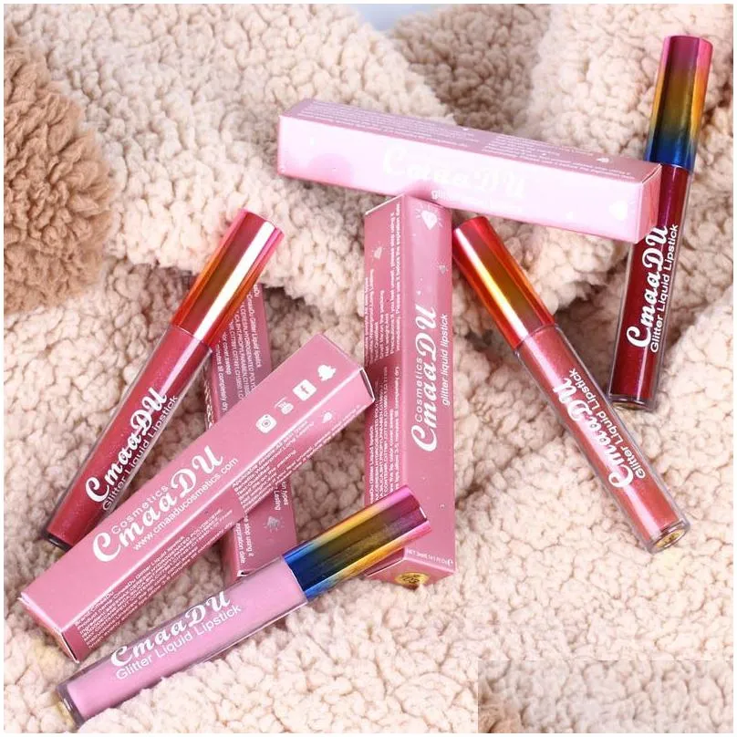 Lipstick Cmaadu Diamond Magic Glitter Liquid Lipstick Shiny Maroon Lipsticks Lip Makeup 6 Colors Bright Lips Cosmetics Drop Delivery H Dhul5