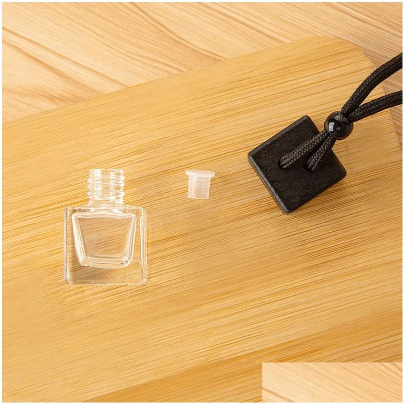 100pcs dyed square black empty bottle car  oil diffuser fragrance air freshener scent perfume bottle ornament