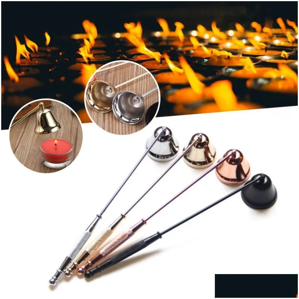 Candles 10Pcs Stainless Steel Candle Flame Snuffer Wick Trimmer Tool Bell Shape Extinguish Candles Tools 20X3.8Cm Mti Colour Put Out F Dhorx