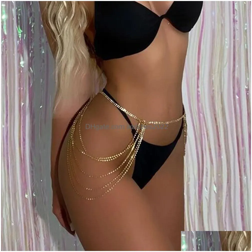 Other Luxury Tassel Mti Layer Belly Waist Chain Belt For Women Hip Crystal Body Jewelry Y Bikini Accessorie Rave 221008 Drop Delivery Dh9Mo