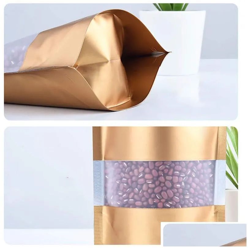 Packing Bags Wholesale Colorf Stand Up Mylar Packaging Bags Aluminum Foil Clear Window Zipper Retail Plastic Pouch For Pet Foods Sugar Dhoes