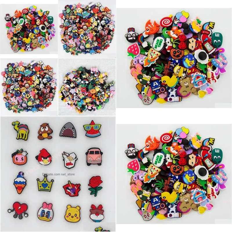 perforated floral shoe buckles cute cartoon flower diy accessories buckle bottom buckle decoration pvc soft slippers wristband bracelet decorations party