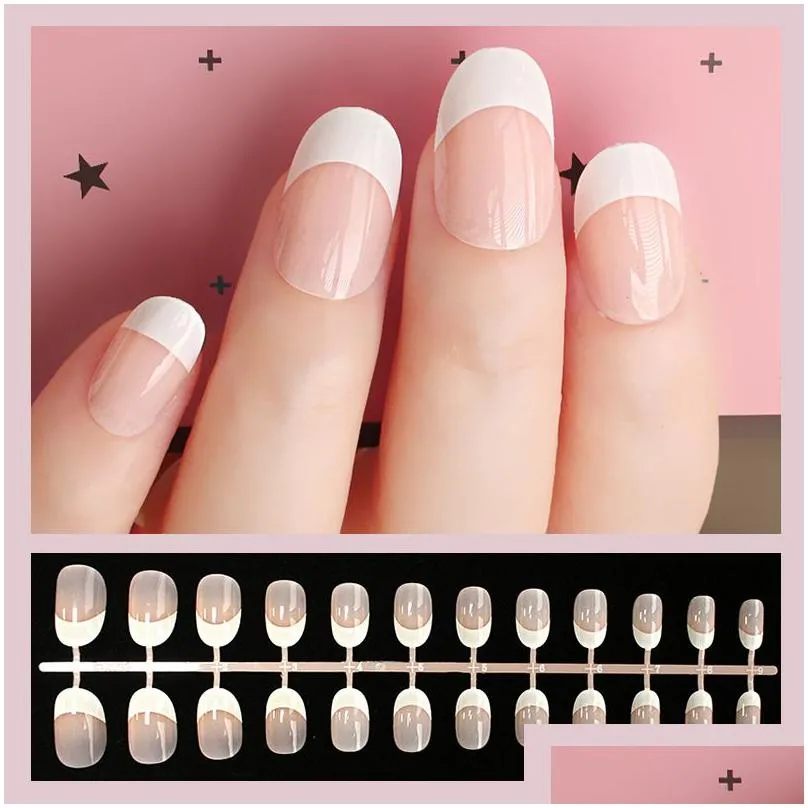 False Nails Timeless Classic French Nails Art Manicure Tan Artificial Nail Collection Finished Fl Er Fingernail Tips Drop Delivery Hea Dhc7P