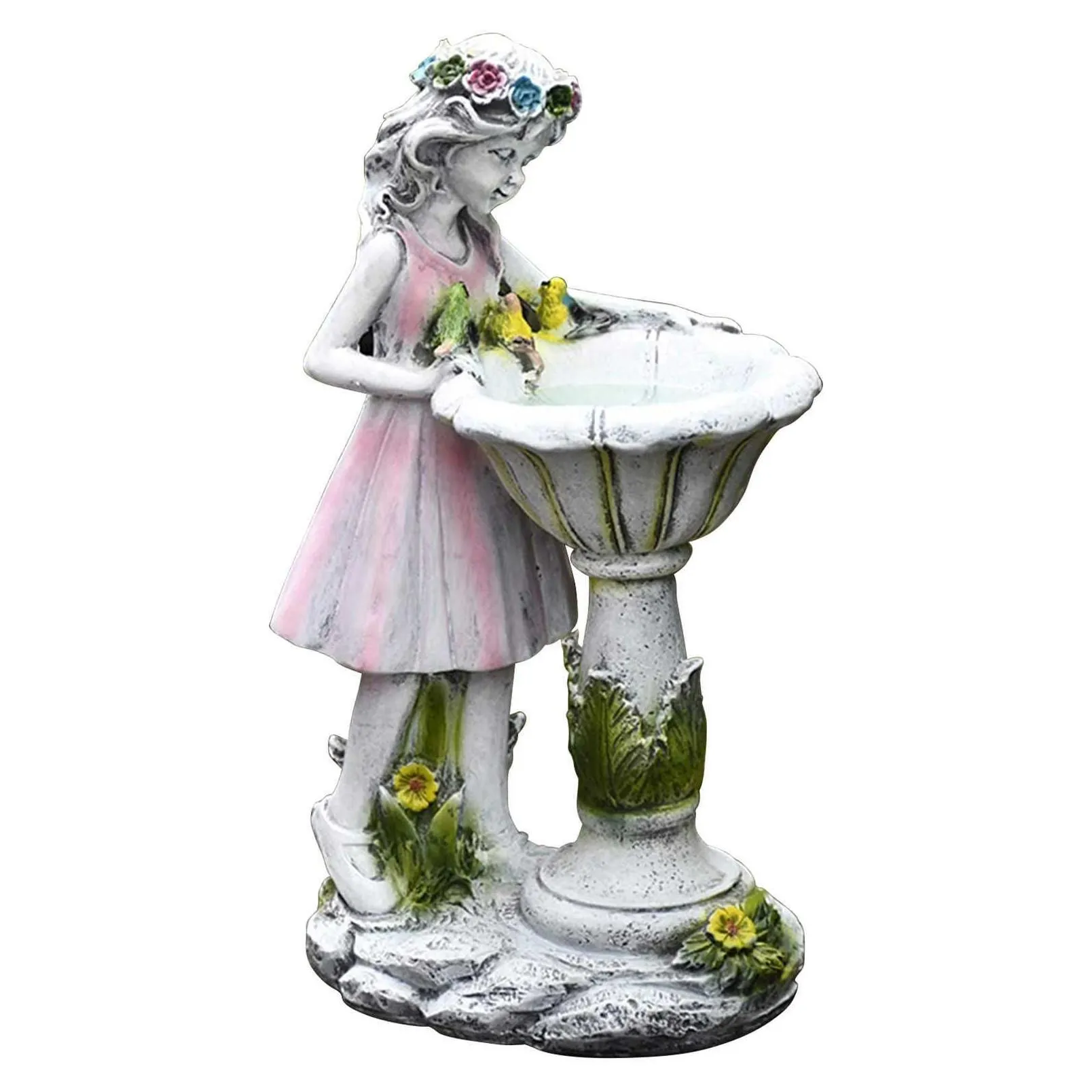 Garden Decorations Flower Fairy Solar Decoration Resin Garden Statue Light Glow In The Dark Yard Outdoor Scpture Angel Figure Drop Del Dhadu