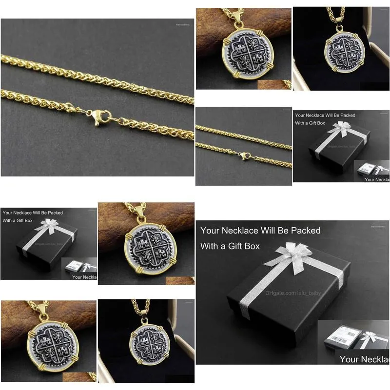 pendant necklaces pirate spanish treasure coin chain 2023 necklace3030636