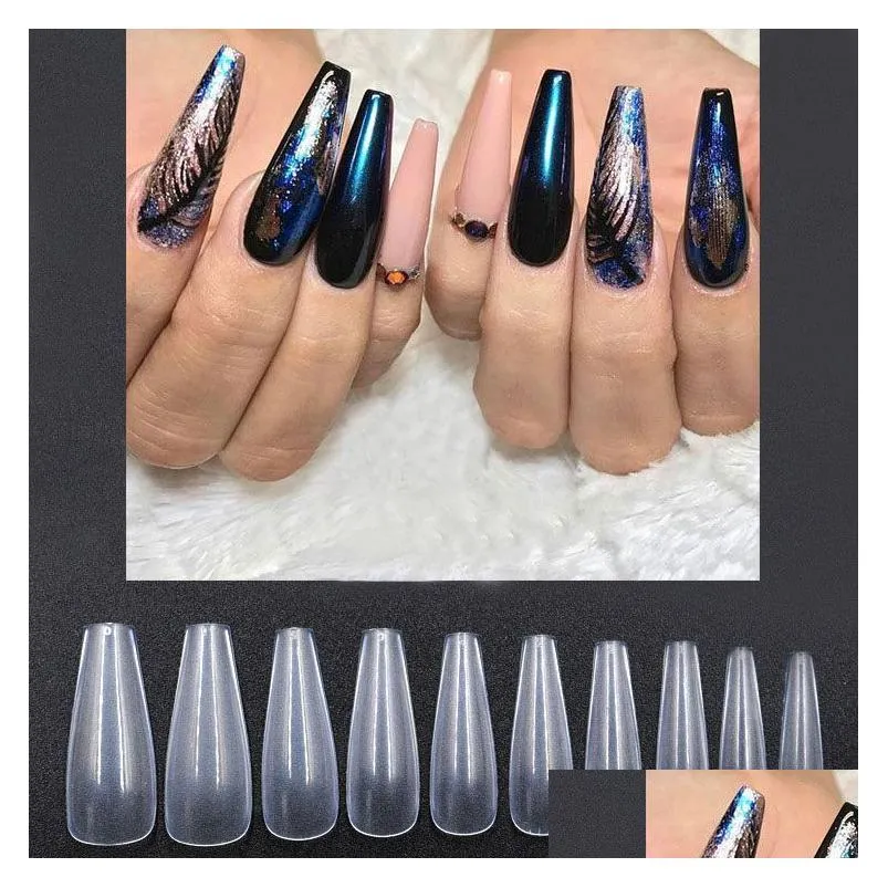 False Nails New 500 Pieces Ballet Artificial Nails Tips Professional Long Fl Er Coffin Fake Nail Gourd Stiletto Manicure Drop Delivery Dhyew