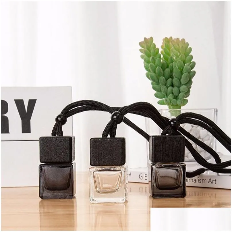 100pcs dyed square black empty bottle car  oil diffuser fragrance air freshener scent perfume bottle ornament