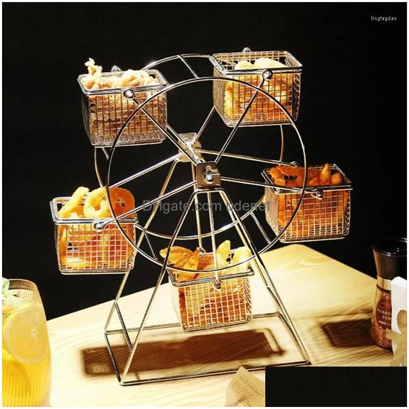 Baking Moulds Baking Mods 667A Ferris-Wheel Design Snack Dessert Fries Rack Stainless Steel Cupcake Stand Gift Cost-Effective Durable Dhwa1