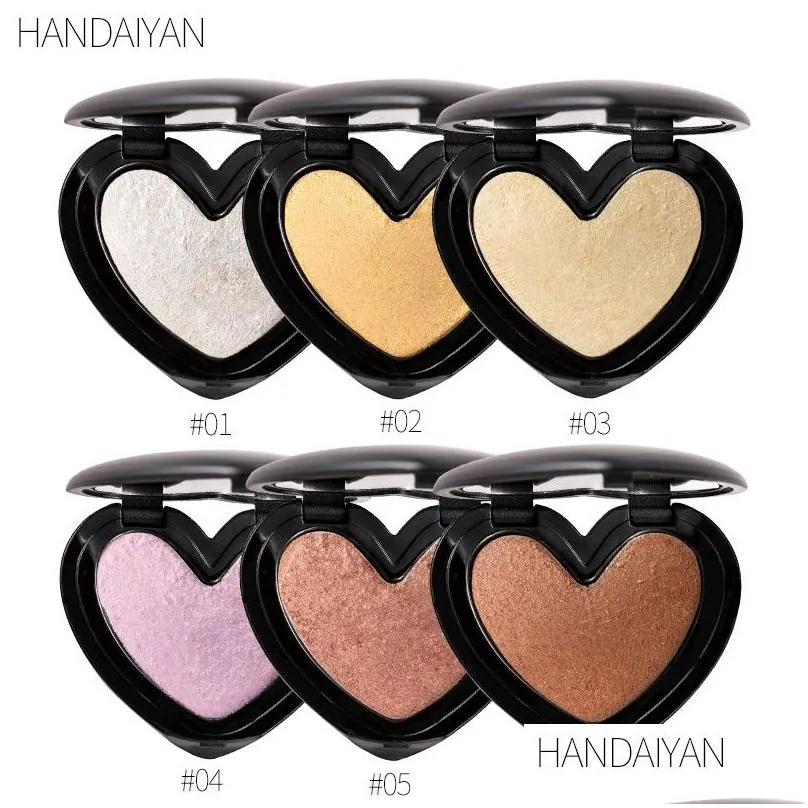 Bronzers & Highlighters Handaiyan Shimmer Highlighter Powder Baking Love Heart-Shaped Face Highlighters Branded Compact Finishing Whit Dh0Xe