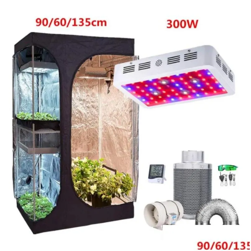 Grow Lights Polyester Film Growbox 2-In-1 600D Grow Tent Complete Kit Indoor Hydroponics Plants Growing For Greenhouse Flower Drop Del Dhpzr