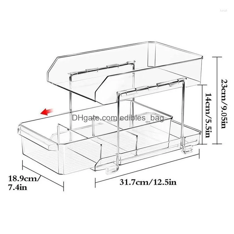 storage bags under the sink organizer pull out 2-tier drawers multi-purpose slide-out container with dividers kitchen pantr