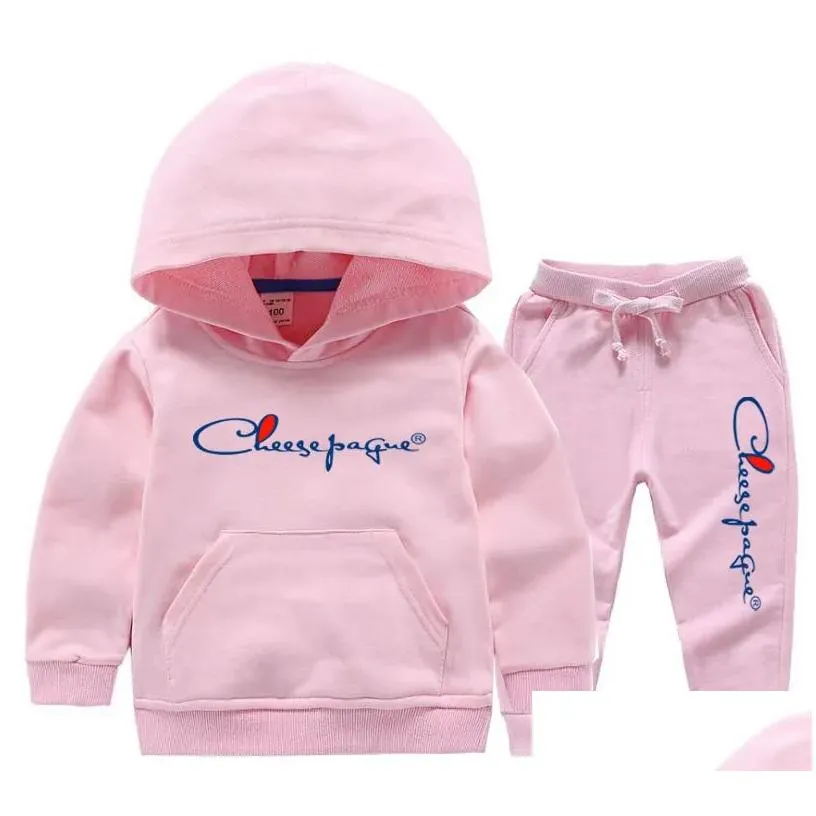 Clothing Sets New Fashion Children Clothing Sets Baby Boys Girls Brand Print Hoodies Casual Style Loose Sweatpants Spring Tops Childre Otnbd