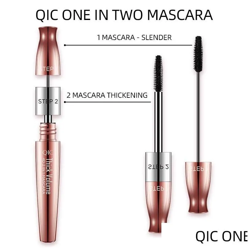 Mascara 4D Double-Ended Water-Proof Mascara Fiber Thick Volume Cring Lengthening Rose Gold Plating Natural Non-Smudge Cosmetic Makeup Dhf87