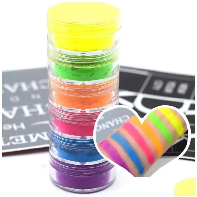 eye shadow 6 colors neon powder matte eyeshadow sequins easy to color long-lasting shimmer and shimmering makeup tslm1