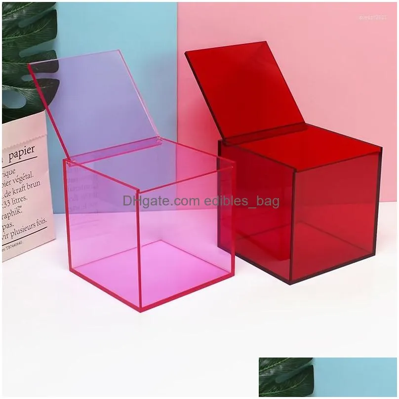 storage boxes desktop home decoration box cosmetics lipstick office acrylic cover small dust transparent