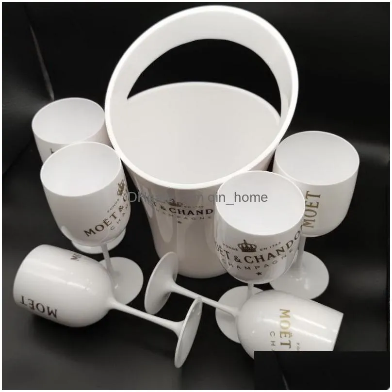 ice buckets and coolers with 6pcs white glass moet chandon champagne glass plastic