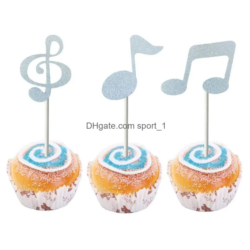 6pcs/set music note cake inserted card cupcake paper music notes inserts cards baking decoration festival party anniversary decor