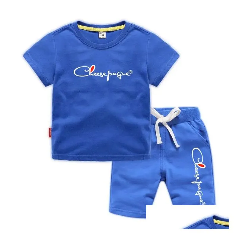 Clothing Sets New Fashion Children Baby Summer Clothes Sets Boys T-Shirt Tops Dstring Shorts Casual Sportwear Outfits Drop Delivery Ba Otnpk