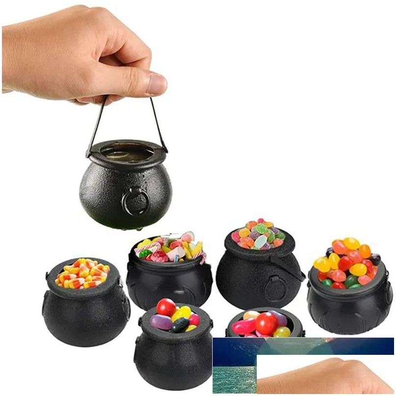 20 pack plastic black witch candy bowls cauldrons candy kettles witch skeleton cauldron holder factory price expert design quality latest style original