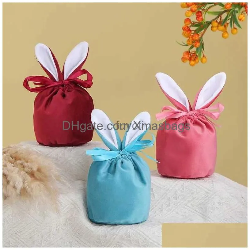 other event party supplies 20pcs/lot easter cute bunny gift bags decoration 2023 ears velvet bag gift box sugar box wedding candy box creative easter decor