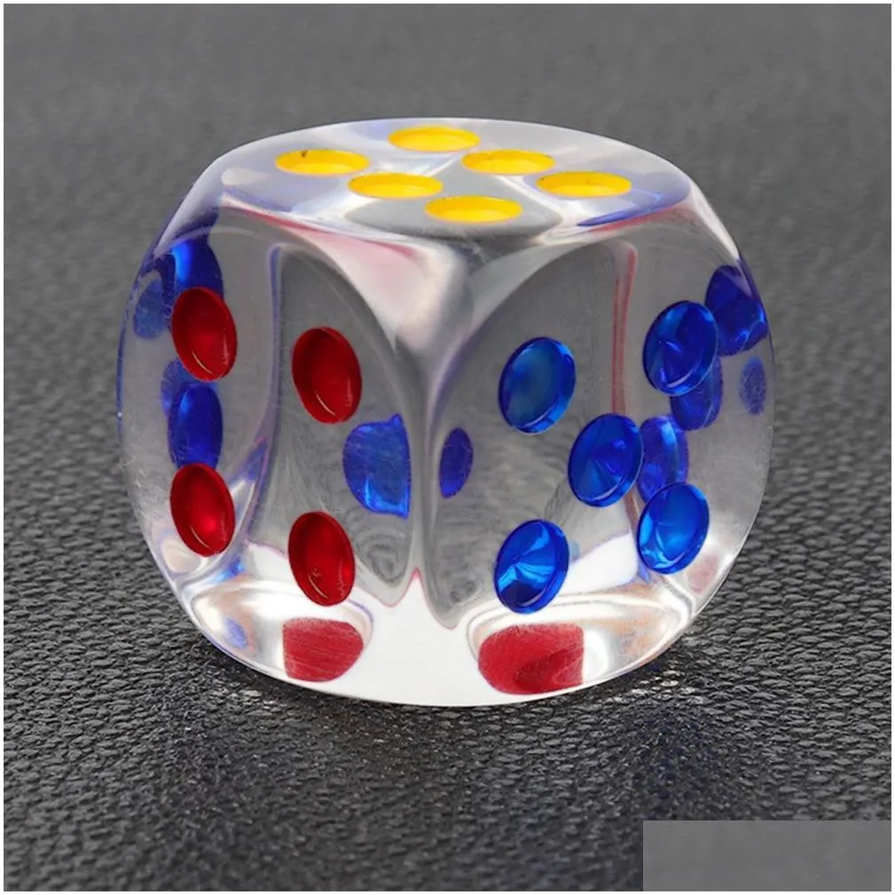 Party Favor Gambing 24Mm 29Mm 34Mm 6 Sided Crystal Dices Party Favor Transparent Clear Dice Children Educational Toys Mahjong Table Bo Dhblx