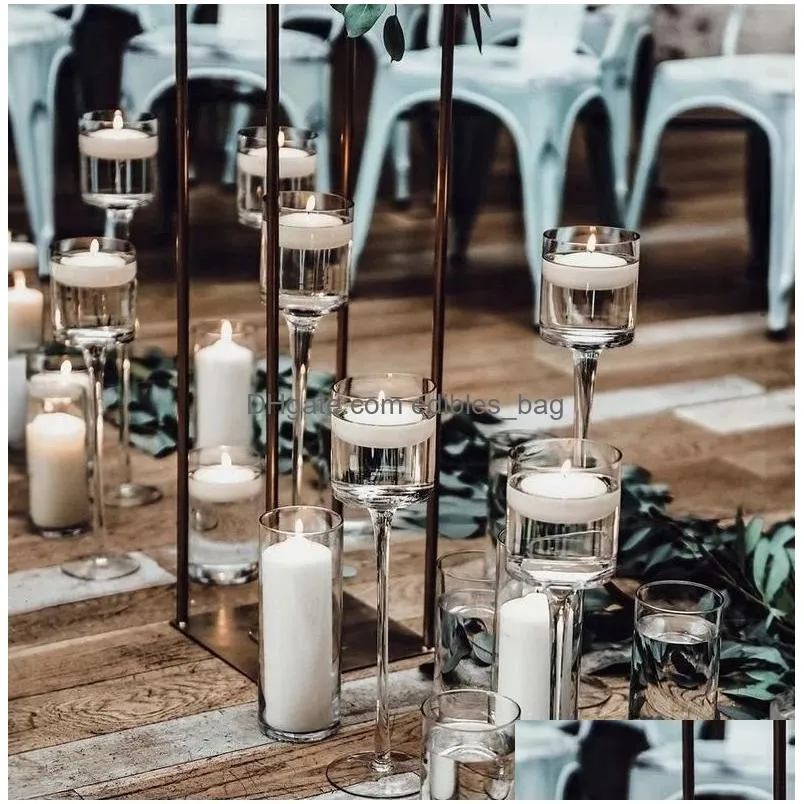 3pcs simplicity glass candle holders wedding decoration tea light bathroom party living room decor table centerpiece for home