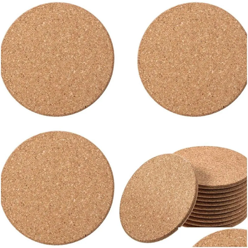 Mats & Pads 100Pcs Round Wooden Coasters 9595M Cork Coaster Drink Cup Pads Blank Wood Plain Mats On Drop Delivery Home Garden Kitchen, Dhrfq