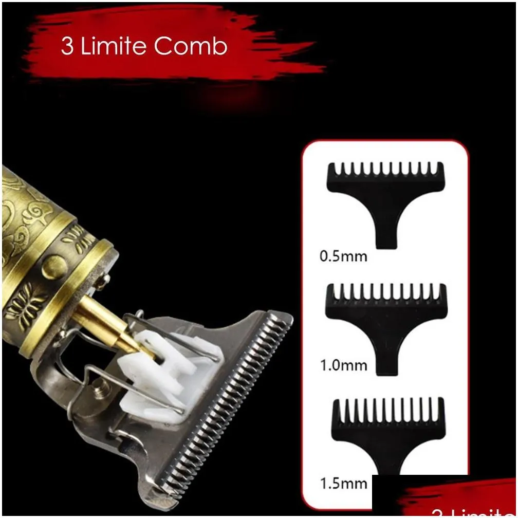 Hair Trimmer Close-Cutting Digital Hair Trimmer Rechargeable Electric Clipper Gold Barbershop Cordless 0Mm T-Blade Baldheaded Outliner Dhblp