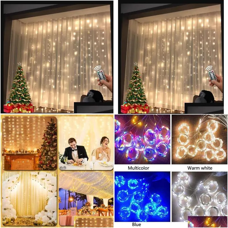 Led Strings Strings Usb Led Curtain String Fairy Lights Garland Remote Control For Year Christmas Ramadan Garden Decoration Outdoor Dr Dhgux