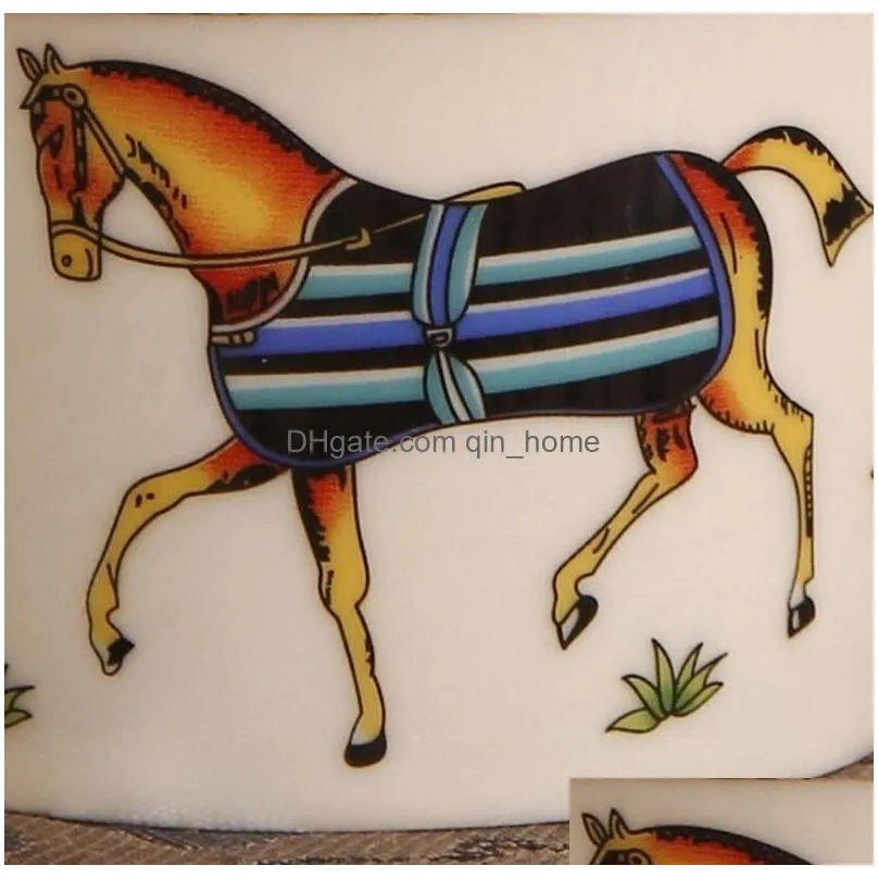 horse design porcelain coffee cup with saucer bone china coffee sets glasses gold outline tea cups
