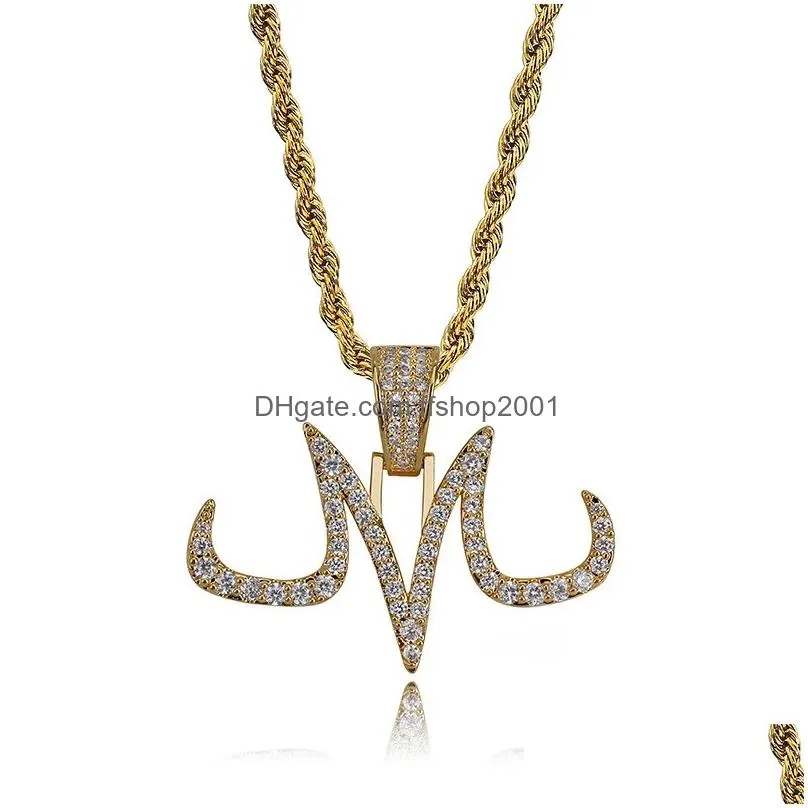  custom 18k gold plated iced out majin pendant necklace mens white finish chains hip hop jewelry4292612
