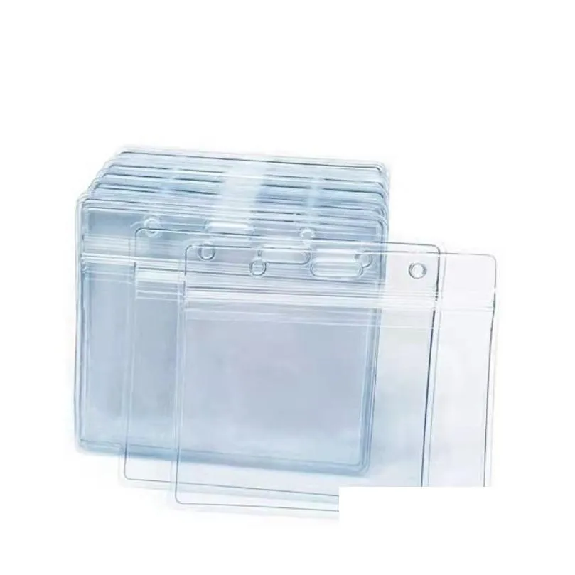 Business Card Files Wholesale 20Pcs Clear Waterproof Protective Er Zip Business Card Files Holder 4.53X3.94 Inches Inner Record Cards Dhpro