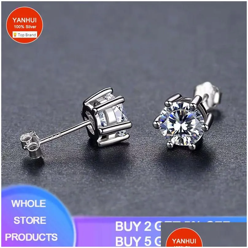 Stud If Fake Refund 10 Times The Price With Certificate 100% Original 925 Sier 1Ct Zirconia Diamond Stud Earrings For Women Gift Drop Dhur9