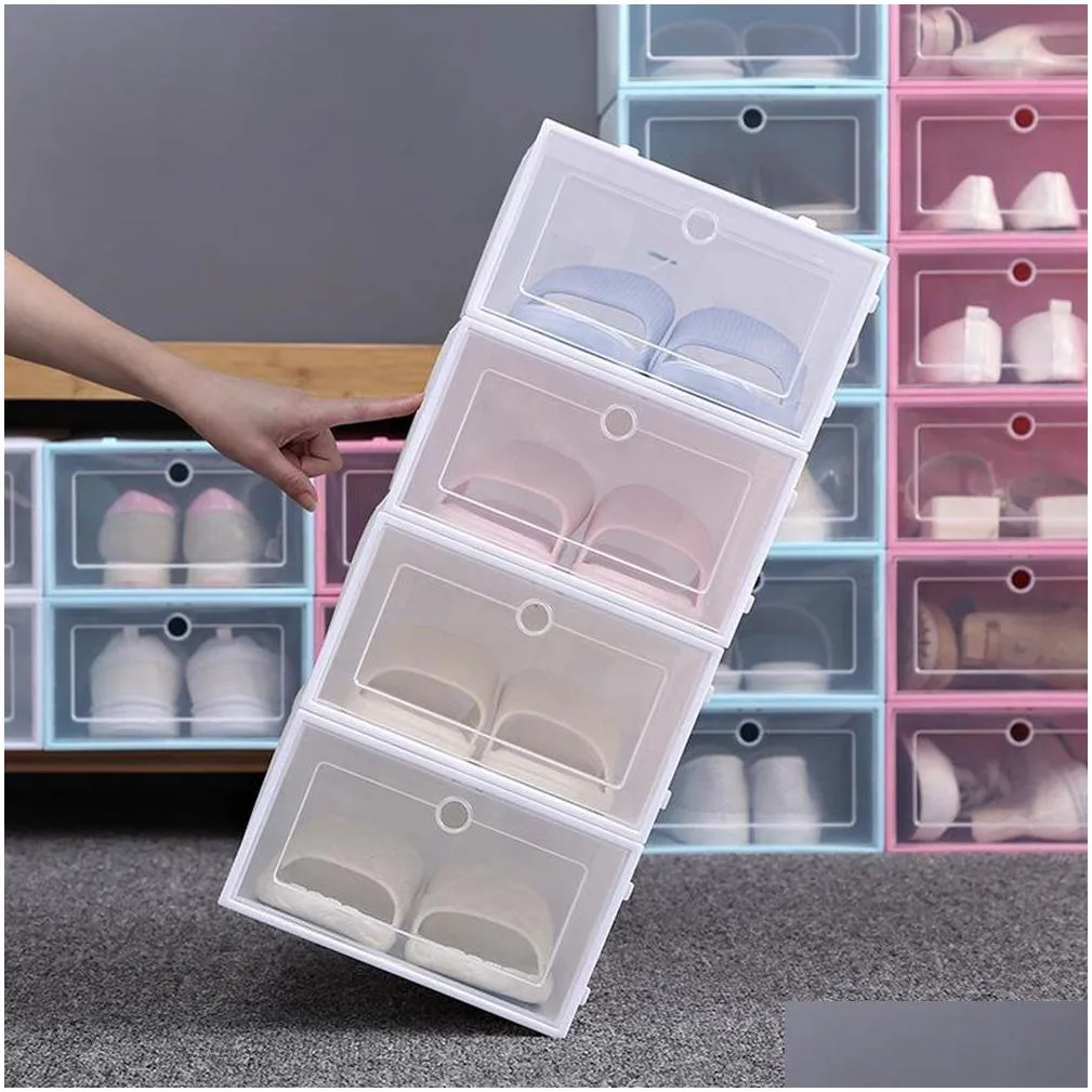 Storage Boxes & Bins 6Pcs Plastic Shoe Cabinet Der 33X23X14Cm Dust-Proof Storage Box Home Simple Shoes Boxes Acrylic Stackable Dustpro Dhpfy